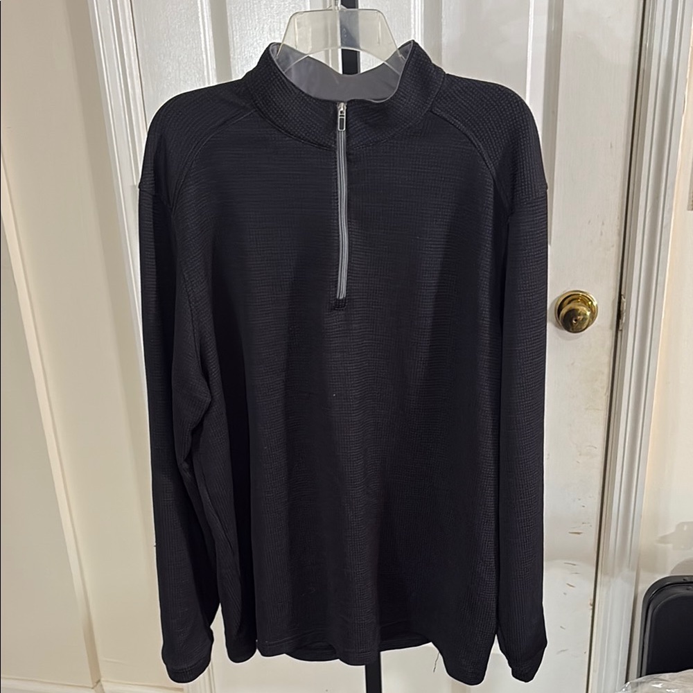 Black Zip Up Sweater with Standing Collar